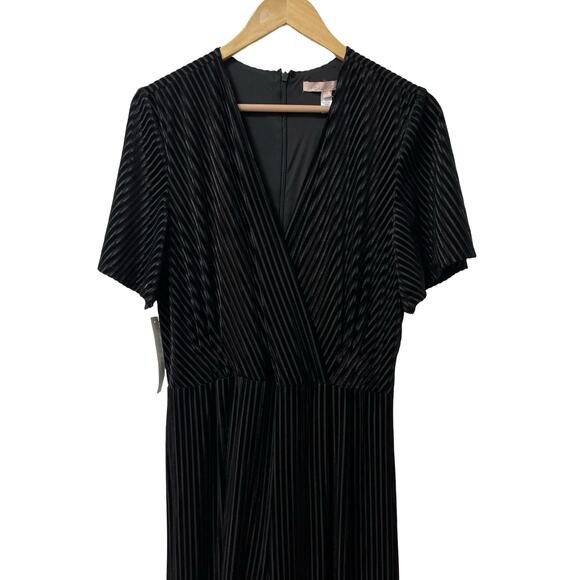 Anthropologie HUTCH Velvet Stripe Wide Leg Jumpsuit Size 12 Black Event Occasion - Picture 3 of 8